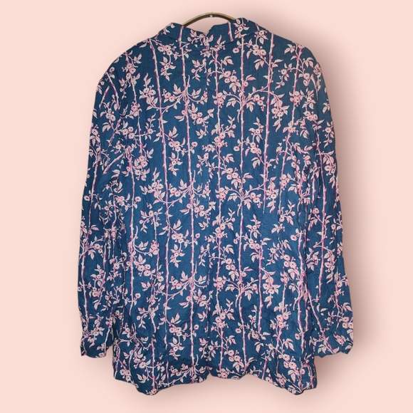 Free People Poolside Oversized Linen Blend Blazer Jacket Pacific Ocean Blue S - Picture 2 of 3